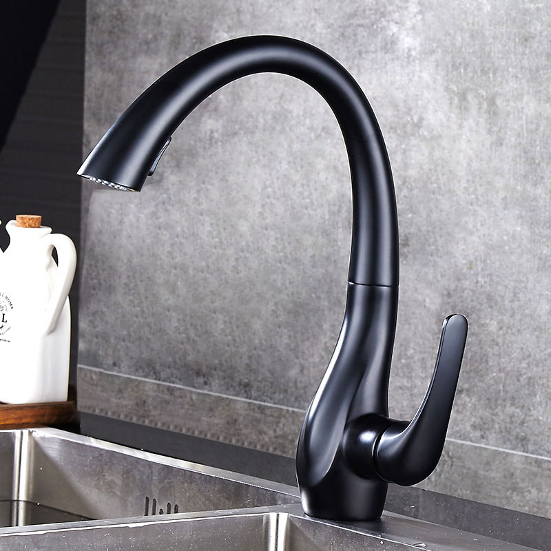 Commercial Kitchen Mixer Tap - BAKALA Einhebelmischer, ausziehbarer Küchenarmatur, silberfarben, 360-Grad-Drehung,