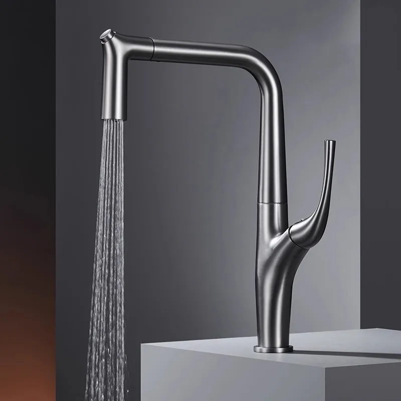 Commercial Kitchen Mixer Tap - Herausziehbarer Wasserfilterhahn aus Messing für Deckmontage,