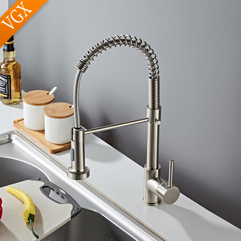 Commercial Kitchen Mixer Tap - VGX Küchenarmatur mit herunterziehbarem Sprüher, Einhebelmischer