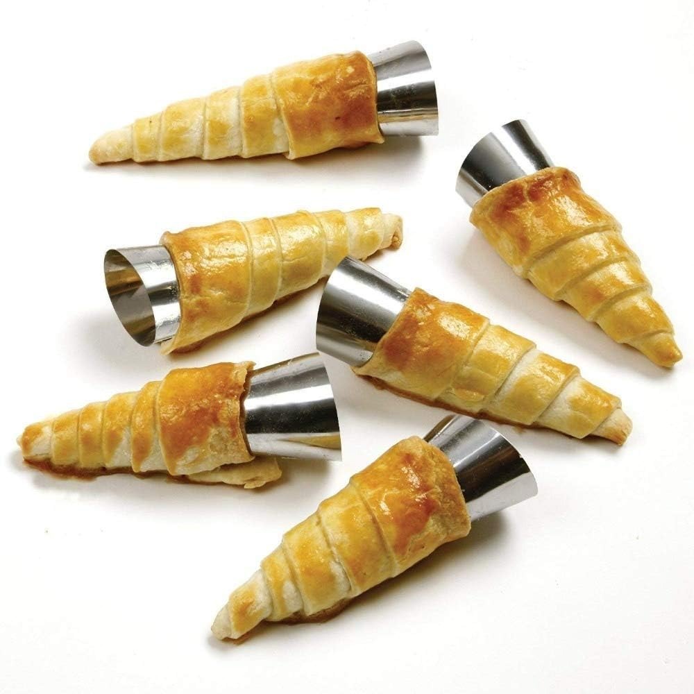 Commercial Kitchen Youtube - 12-teiliges Set Hochwertige 201 Edelstahl-Cremewaffel-Formen Antihaft-Spiralgebäckröhrchen