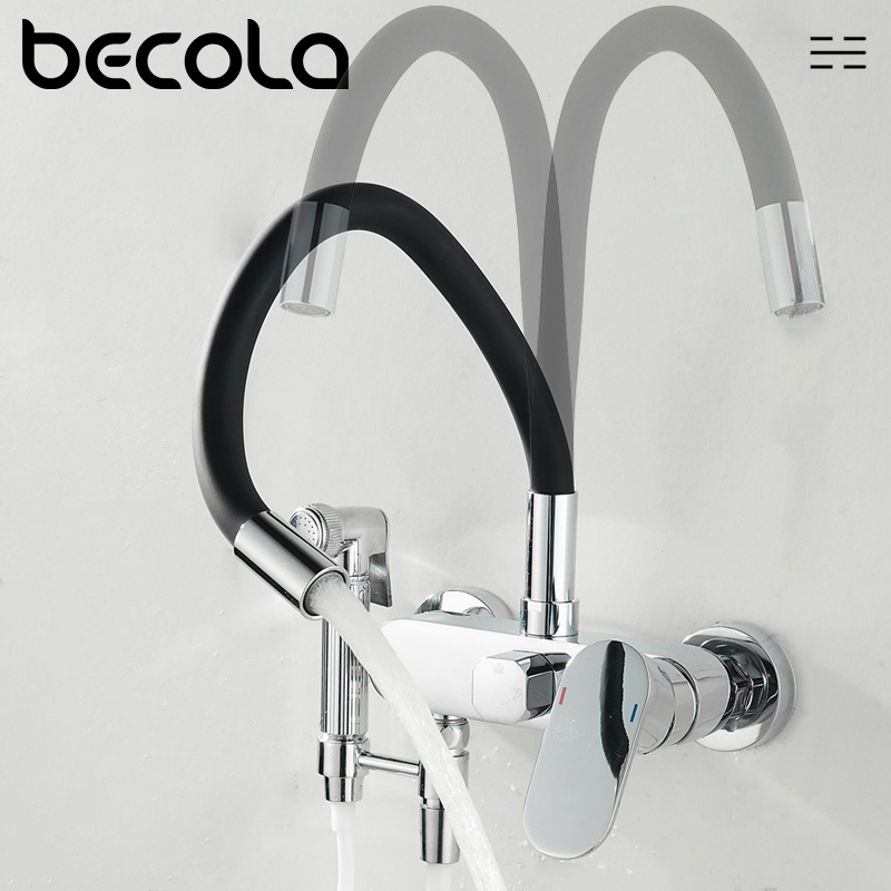 Commercial Kitchen Mixer Tap - Messing-Küchenspüle-Wasserhähne, Wandmontage, Waschtischmischer, Kalt- und Warmwasser-Mischbatterie,