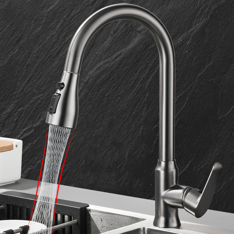 Commercial Kitchen Mixer Tap - Küchenarmatur, Einzelloch, herausziehbarer Auslauf, Küchenspüle, Mischbatterie,