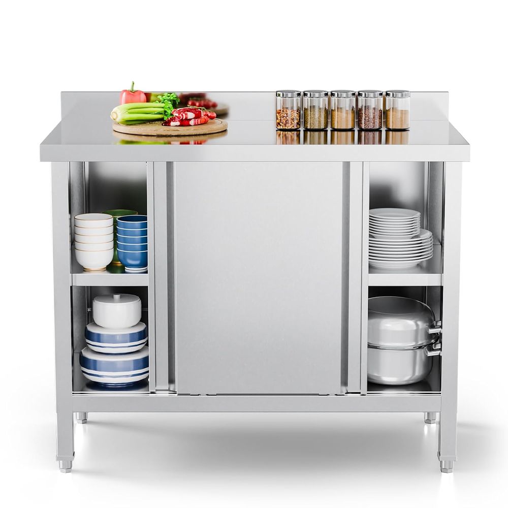 Commercial Kitchen Backsplash - Edelstahl-Arbeitstisch mit Schrank 39