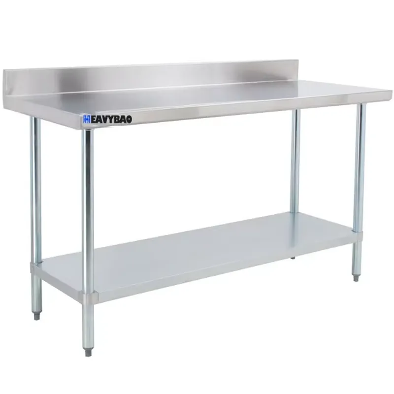 Commercial Kitchen Backsplash - Industrieller Edelstahl-Arbeitstisch für die Gastronomie mit