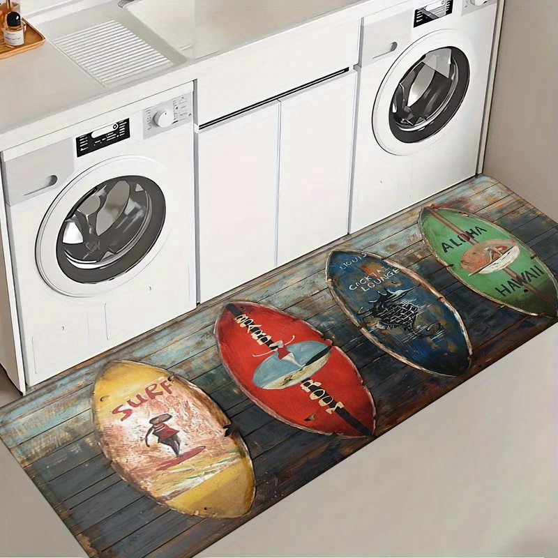 Commercial Kitchen Mats - Küchenteppich mit Surfbrett-Muster, Flur-Läufer, Tropischer Strand-Stil,