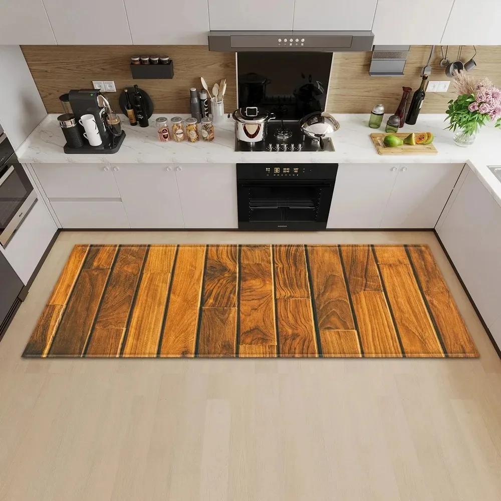 Commercial Kitchen Mats Anti Fatigue - Klassischer Bodenläufer mit Holzmaserung-Druck, rutschfeste Matte