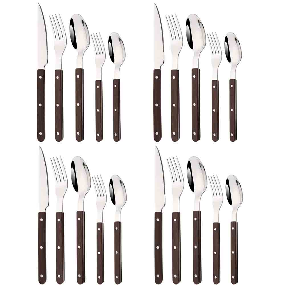 Commercial Kitchen Knife Set - 5/20Pcs Nachahmung Holz Silber Geschirr Set