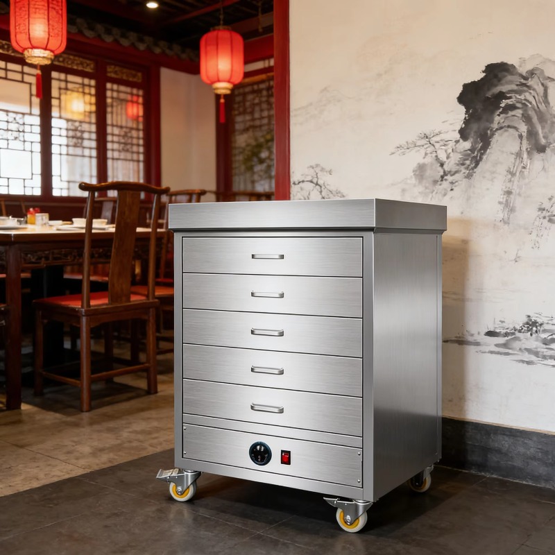 Commercial Kitchen Door - Kommerzieller Elektrischer Edelstahl Doppeltüriger Isolierter Speisenwärmer-Wagen