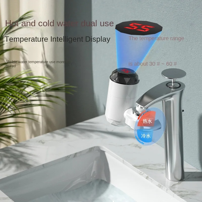 Commercial Kitchen Mixer - 3000W Durchlauferhitzer mit Temperaturanzeige und Heiß-Kalt-Wasserhahn