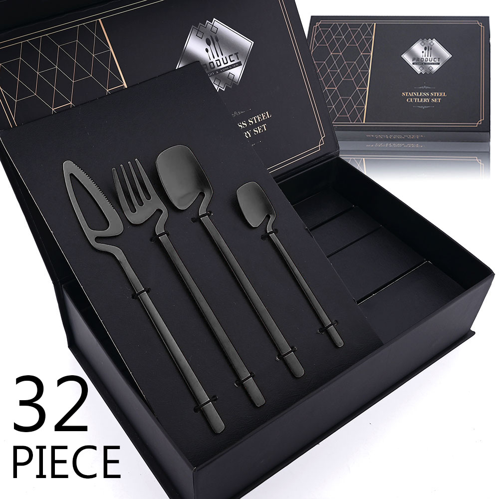 Commercial Kitchen Knife Set - 32 stücke Schwarz Matte Besteck Set